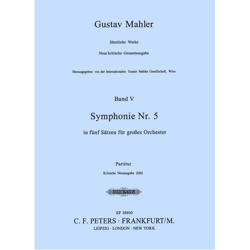 Mahler Symphony No. 5 Full Score by Edition Peters