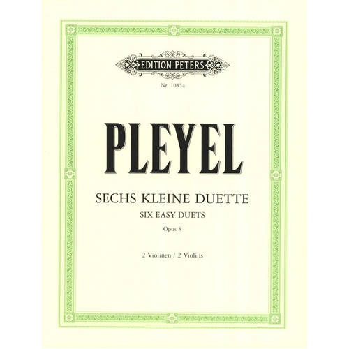 Pleyel 6 Easy Duets Op. 8 for 2 Violins, Edition Peters, Violin Duet, 1 Page