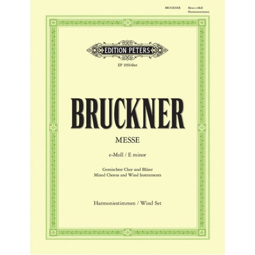 Bruckner - Mass No 2 E Minor Wind Parts (Set Of Parts) Book