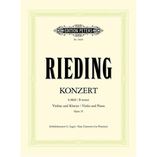 Rieding Concerto in B Minor Op. 35 for Violin and Piano, Edition Peters