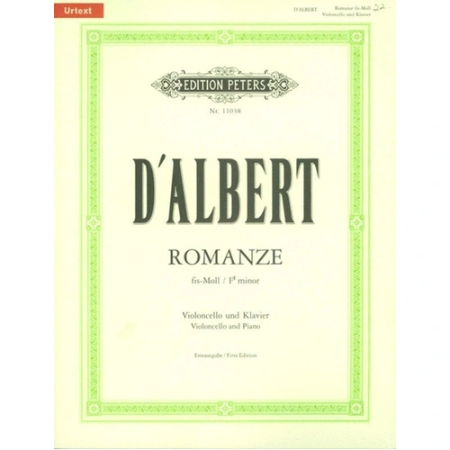Romance in F Sharp Minor for Cello and Piano by Eugen D'Albert, Edition Peters
