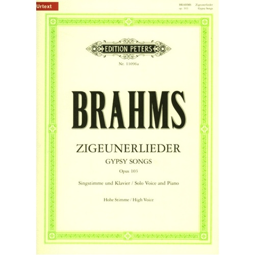 Zigeunerlieder Op 103 High (Softcover Book)