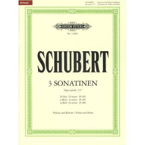 Schubert - 3 Sonatinas Op. 137 for Violin and Piano, Edition Peters