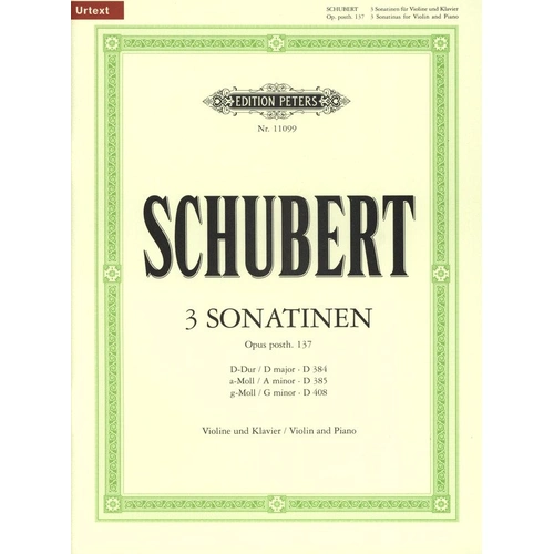 Schubert - 3 Sonatinas Op. 137 for Violin and Piano, Edition Peters