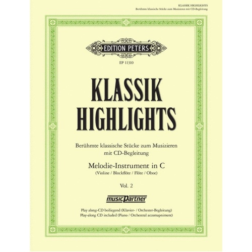 Klassik Highlights 2 C Inst Softcover Book/CD
