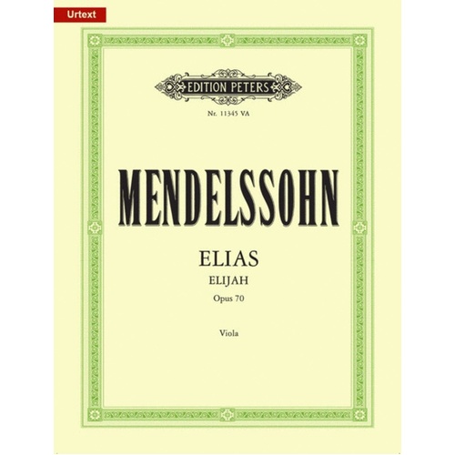 Mendelssohn - Elijah Op 70 Viola Part (Part) Book