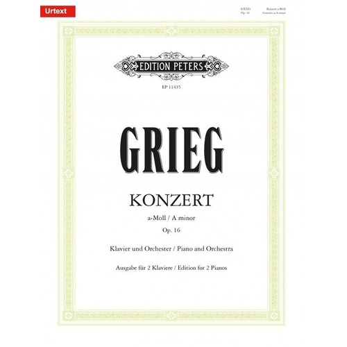 Grieg - Concerto A Minor Op. 16 2 Pianos 4 Hands Urtext Edition Peters