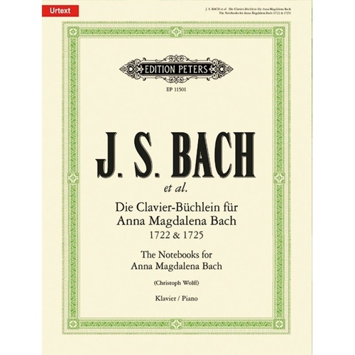 Notebooks for Anna Magdalena Bach 1722 & 1725, Edition Peters, Piano Solo, 60 Pages, Urtext Edition by Christoph Wolff