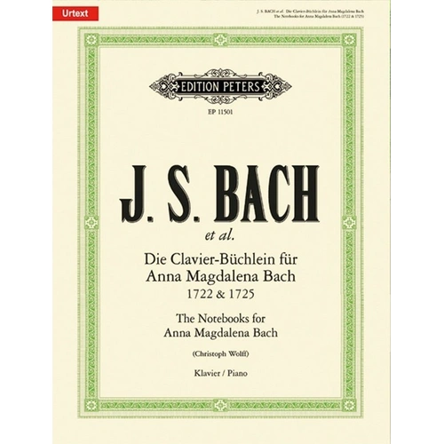 Notebooks for Anna Magdalena Bach 1722 & 1725, Piano Solo, 60 Pages, Urtext Edition by Christoph Wolff, Edition Peters