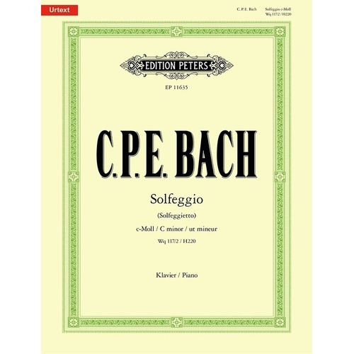 C.P.E. Bach - Solfeggio (Solfeggietto) in C Minor, Urtext Edition for Piano Solo, Edited by Wolfram Ensslin, 8 Pages