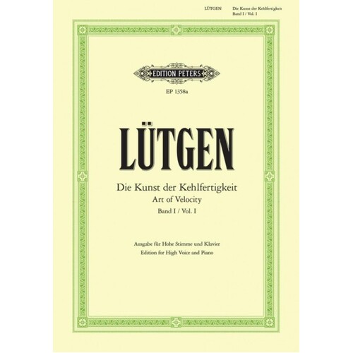 Lutgen - Art Of Velocity Vol 1 High Voice (Softcover Book)