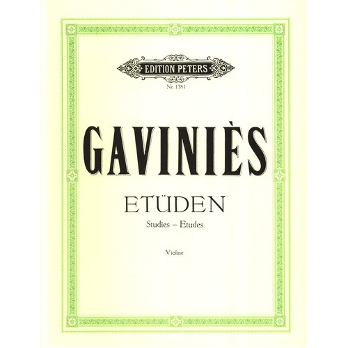 Gavinies 24 Studies Matinees for Solo Violin, Edition Peters, 98 Pages