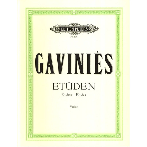 Gavinies 24 Studies Matinees for Solo Violin - Pierre Gavinies - Edition Peters - 98 Pages