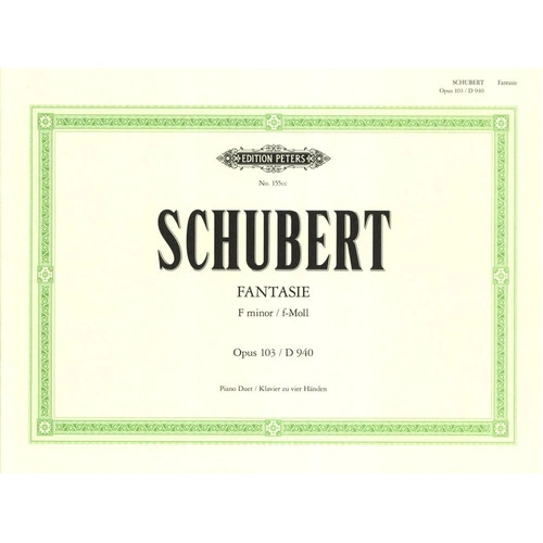 Schubert Fantasia in F Minor Op. 103 Piano Duet Edition Peters