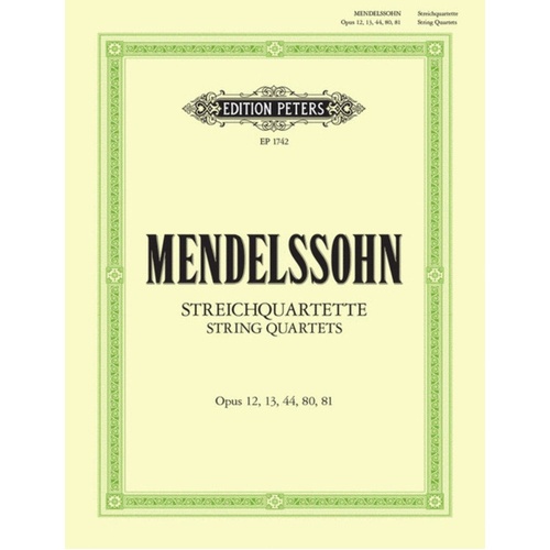 Mendelssohn - 7 String Quartets Op 12/13/44/80/81 (Music Score/Parts) Book