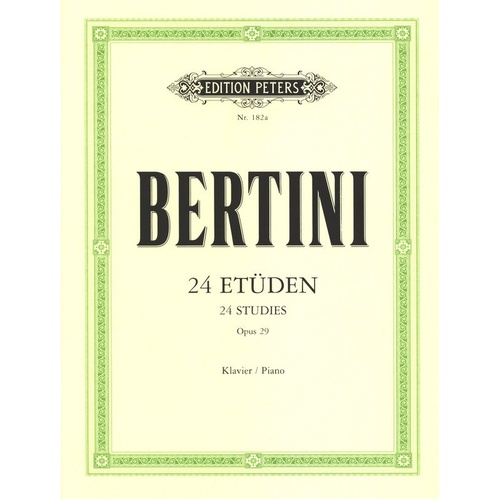 Bertini 24 Studies Op. 29 Volume 1 for Piano Solo by Edition Peters