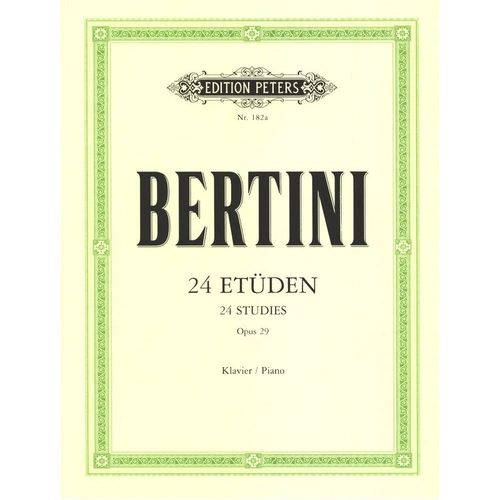 Bertini 24 Studies Op. 29 Volume 1 for Solo Piano, Edited by Adolf Ruthardt, Published by Edition Peters