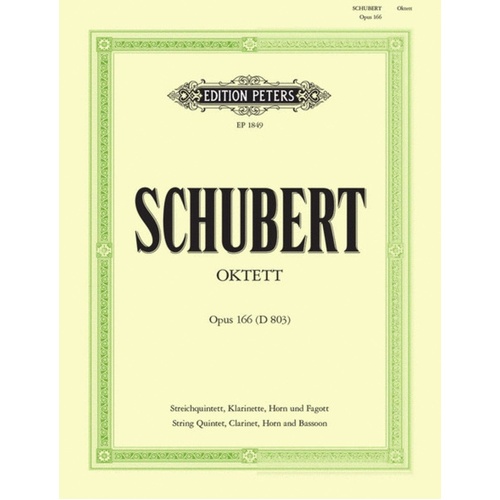 Schubert - Octet In F Op 166 Score/Parts Book