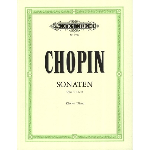 Chopin Sonatas Op. 4, 35, 58 Edited by Scholtz & Pozniak for Piano Solo - Edition Peters