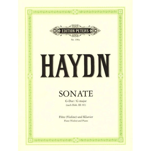Sonata No. 8 in G for Violin and Piano by Joseph Haydn, Edition Peters, 1 Page