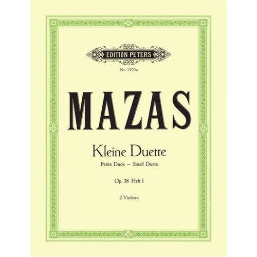 Mazas - 12 Little Duets Op. 38 Vol. 1 Nos. 1-6 for 2 Violins