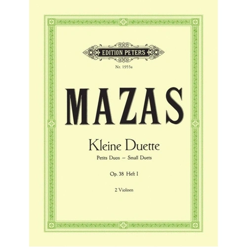 Mazas 12 Little Duets Op. 38 Vol. 1 Nos. 1-6 for 2 Violins