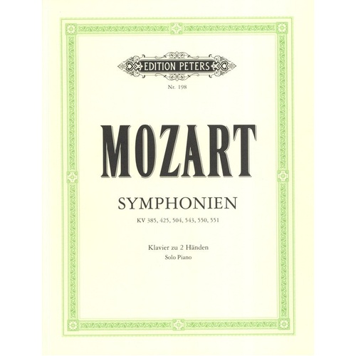 Mozart Symphonies Nos 35, 36, 38, 39, 40, 41 for Piano Solo, 48 Pages, Edition Peters