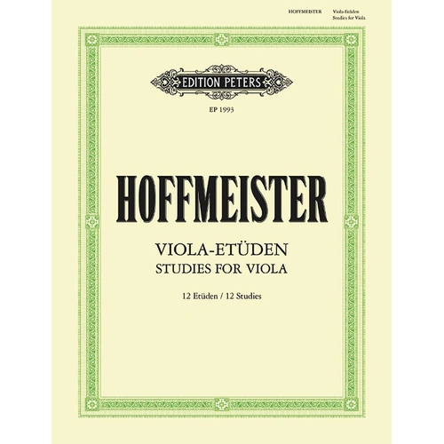 12 Studies for Viola Solo by Franz Anton Hoffmeister - Peters EP1993
