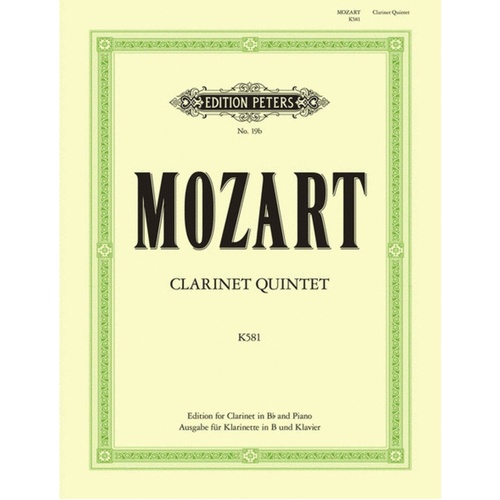 Quintet K581 A Clarinet In B Flat And Piano (Softcover Book)