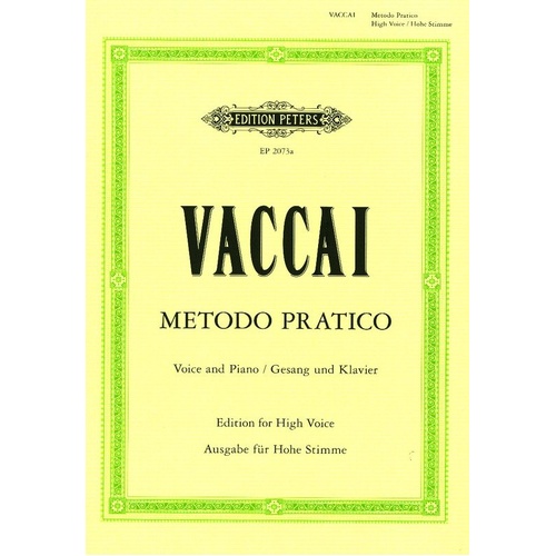 Vaccai Practical Method for High Voice Vocal Score Edition Peters