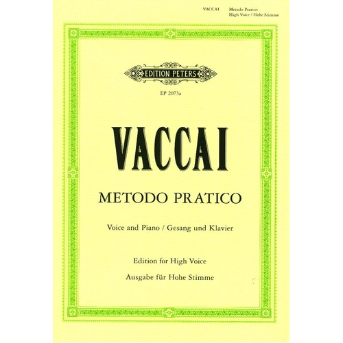 Vaccai Practical Method for High Voice Vocal Score - Edition Peters