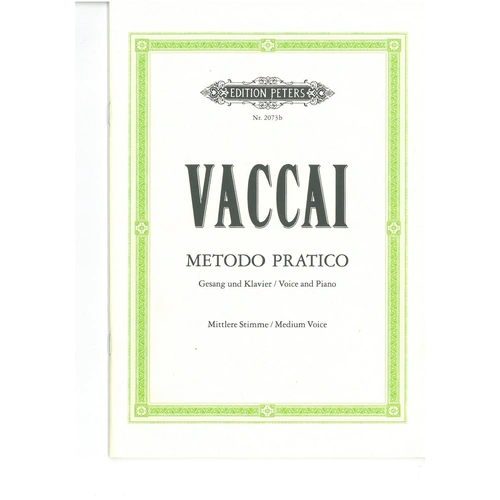 Vaccai Practical Method for Medium Voice - Vocal Score with Italian Text and German Translation