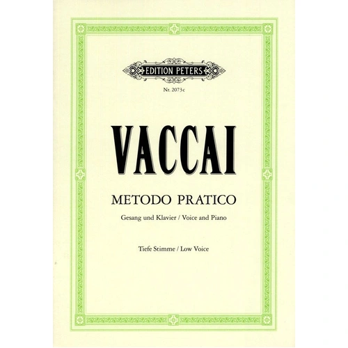 Vaccai Practical Method Low Voice Vocal Score by Edition Peters