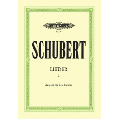 92 Songs Book 1 for Low Voice by Franz Schubert - Classical Vocal Edition Peters EP20C
