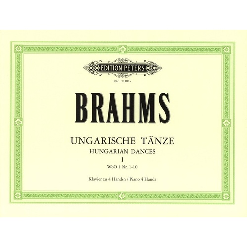 Brahms - Hungarian Dances Vol 1 Nos 1-10 Piano Duet Edition Peters