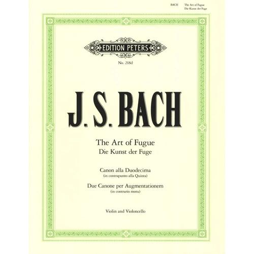 Art of the Fugue Canons 14 and 17 for Violin and Cello by Bach, Edition Peters