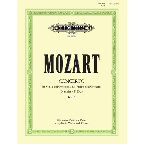Mozart - Concerto No 4 A K 218 Violin/Piano (Softcover Book)