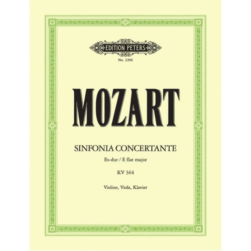 Sinfonia Concertante K 364 E Flat Violin Viola Piano (Music Score/Parts) Book
