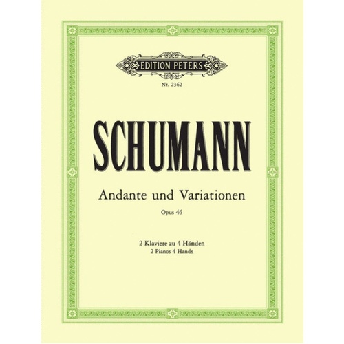 Schumann - Andante And Variations B Flat Op 46 2 Piano 4 Hand (Softcover Book)