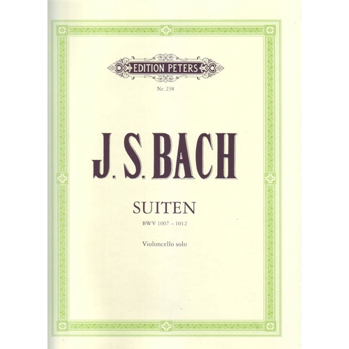 Bach 6 Suites for Solo Cello BWV 1007-1012, Edited by Becker, Cello Solo, Edition Peters