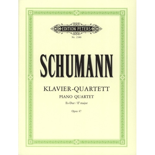Schumann Piano Quartet in E Flat Op. 47 for Piano, Violin, Viola, Cello - Edition Peters, 24 Pages