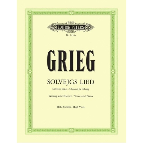 Solveig's Song A Minor Vocal Score by Edvard Grieg - Edition Peters