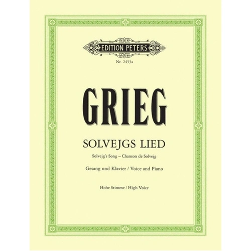 Solveig's Song A Minor Vocal Score by Edvard Grieg - Edition Peters