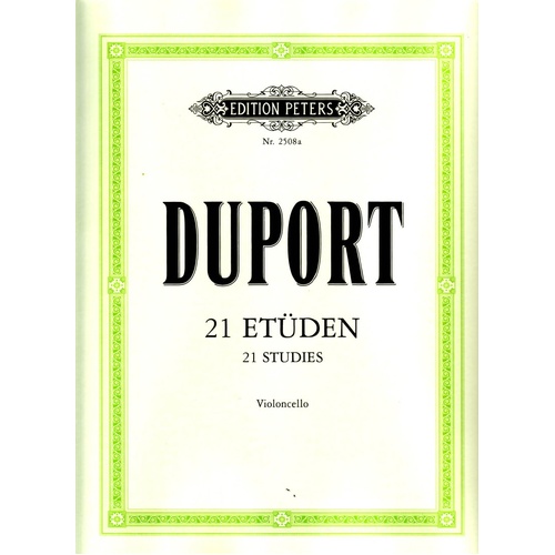 Duport - 21 Studies for Cello, Edition Peters, Cello Solo, 1 Page
