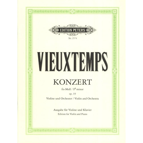 Vieuxtemps Concerto No. 2 in F Sharp Minor Op. 19 for Violin and Piano, Edition Peters, 17 Pages