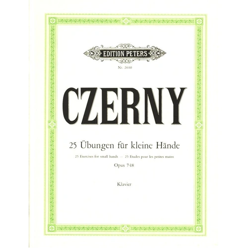 Czerny 25 Exercises for Small Hands Op. 748 Piano Solo Edition Peters 400 Pages