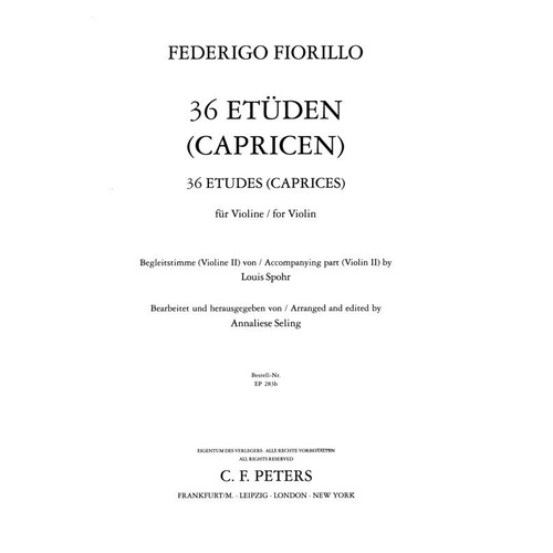 Fiorillo 36 Etudes (Caprices) Violin with Accompaniment Part by Louis Spohr