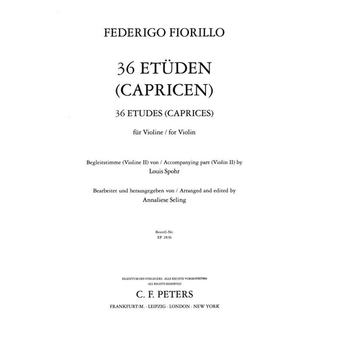 Fiorillo 36 Etudes (Caprices) Violin with Accompaniment Part by Louis Spohr