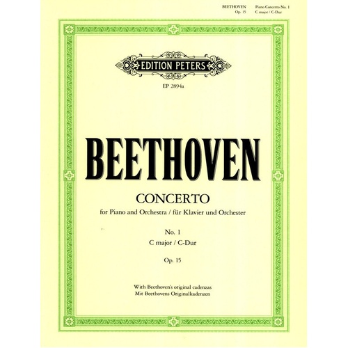 Beethoven Concerto No. 1 in C Major Op. 15 for 2 Pianos 4 Hands Edition Peters