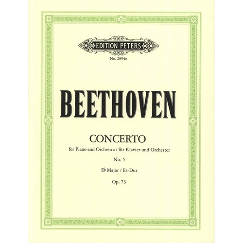 Beethoven Concerto No. 5 in E Flat Op. 73 'Emperor' for 2 Pianos 4 Hands Edition Peters